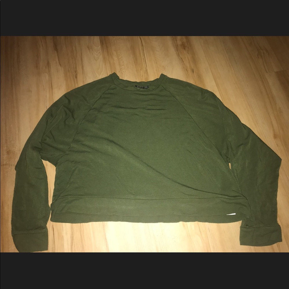 Topshop Green cropped crewneck